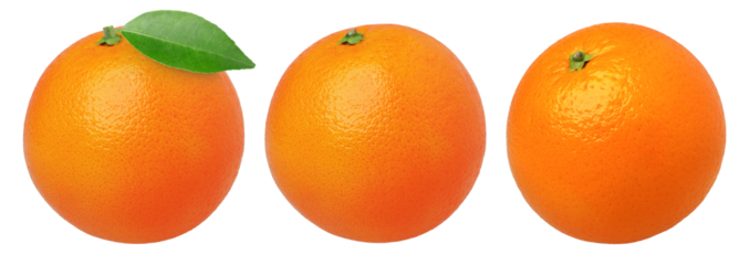 orange fruit with leaves isolated, Orange fruit macro studio photo, transparent png, PNG format, cut out
