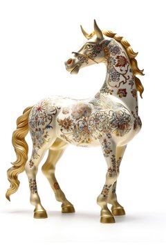 Unicorn “made of gold Imari china, intricate, highly detailed, studio lighting, isolated white background