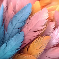 3d render of feather pastel color .Generative AI
