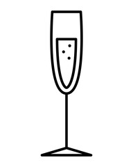 Champagne glass icon. Sparkling wine in line style. Vector illustration isolated on white background.