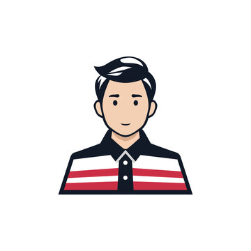 young boy avatar profile picture with slick hair vector illustration template design