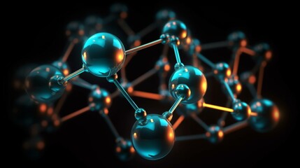 分子や原子、抽象的な構造、科学や医学の背景、3DイラストレーションGenerativeAI