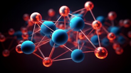 Obraz na płótnie Canvas 分子や原子、抽象的な構造、科学や医学の背景、3DイラストレーションGenerativeAI
