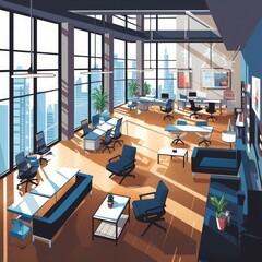 Interior of an office workspace for business. AI generated