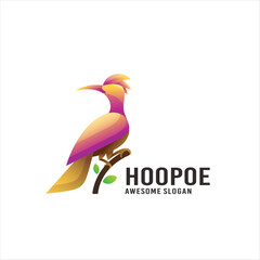 hoopoe bird gradient colorful logo design vector