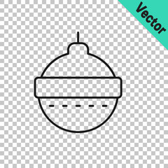Black line Christmas ball icon isolated on transparent background. Merry Christmas and Happy New Year. Vector