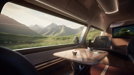 Embark on a thrilling high-speed journey aboard a state-of-the-art bullet train, where you'll experience the pinnacle of speed and comfort. Generated by AI.