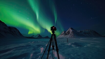 Discover the celestial wonders of the Northern Lights on a tour through Norway's pristine landscapes. Generated by AI.