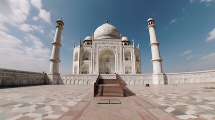 Fototapeta na wymiar Explore the breathtaking splendor of the Taj Mahal in India on a guided tour that unveils the rich history and cultural significance of this UNESCO World Heritage site. Generated by AI.