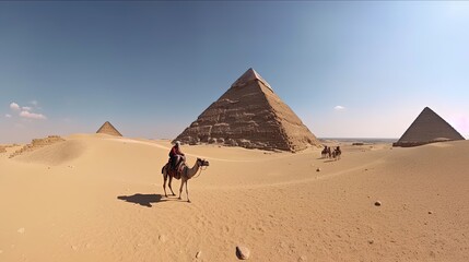 Experience the enchantment of a guided tour through the pyramids of Giza in Egypt. Generated by AI.