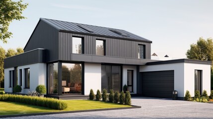 Modern house with garage, ai generative