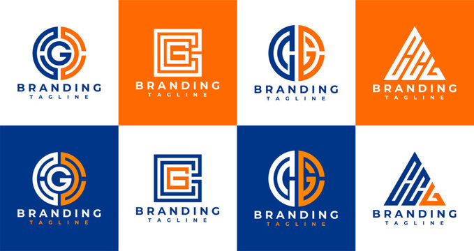 Modern line letter C C G CCG CGC GCC logo design