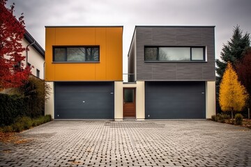 Fototapeta premium Modern house with garage, ai generative