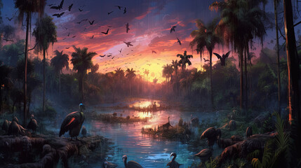 Fototapeta na wymiar Serene Sunset over Tropical Waters