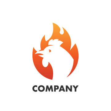 Hot Chicken Logo Design Vector