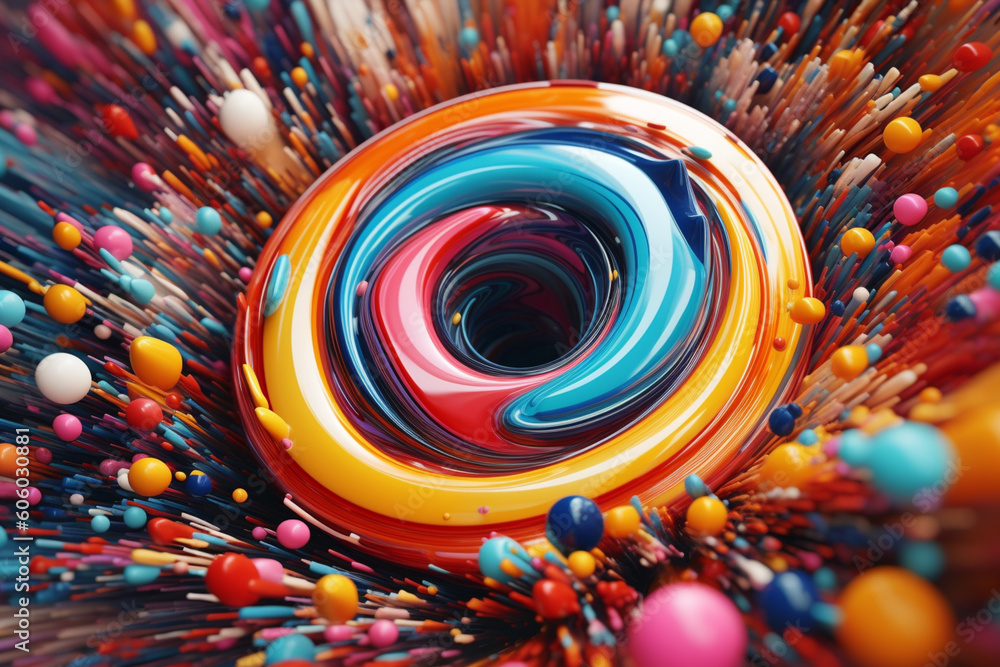 Aufkleber  A digital illustration of abstract shapes and forms interconnecting and radiating energy, representing the flow and balance of clear energy in the universe.  Generative AI technology.