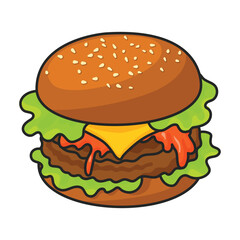 Burger vector icon.Color vector icon isolated on white background burger.