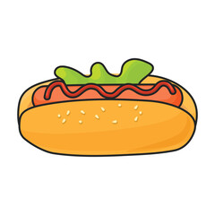 Hotdog vector icon.Color vector icon isolated on white background hotdog.