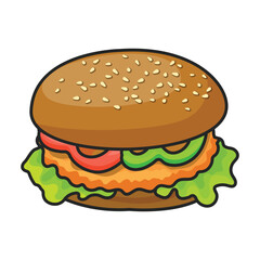 Burger vector icon.Color vector icon isolated on white background burger.