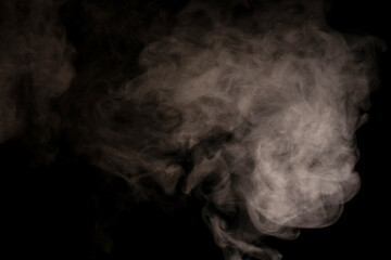 White steam on a black background.