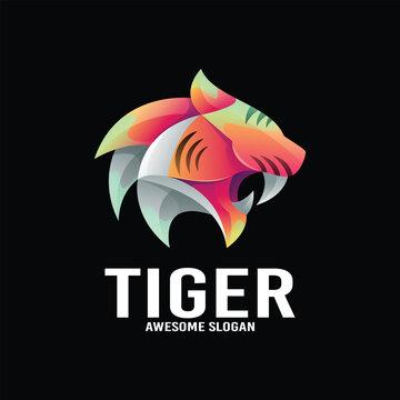 tiger illustration gradient mascot logo