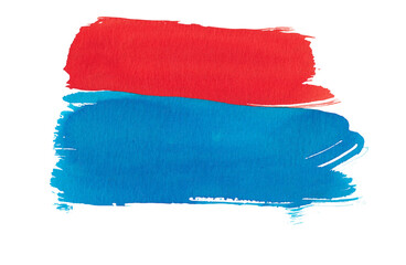 Blue and red brush strokes Handpainted watercolor illustration 