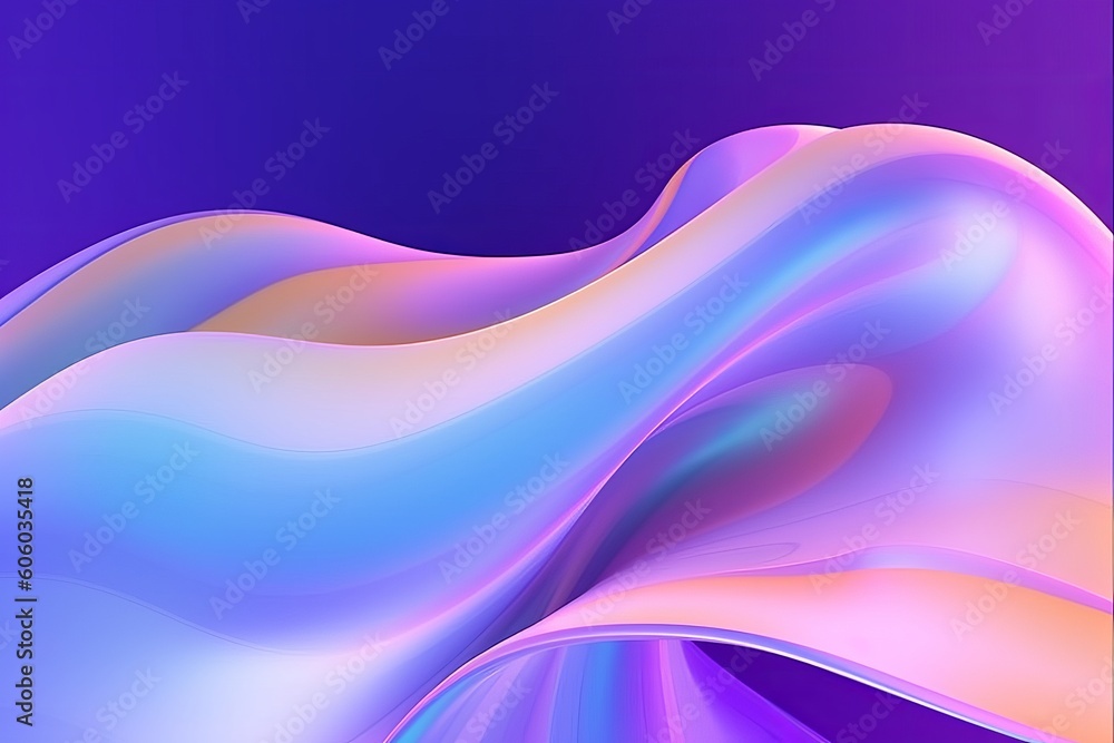 Poster colorful gradient design element with abstract fluid iridescent holographic neon curved wave in moti
