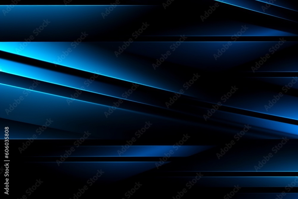 Poster modern clean design: abstract blue and black light patterns with soft tech diagonal background and m