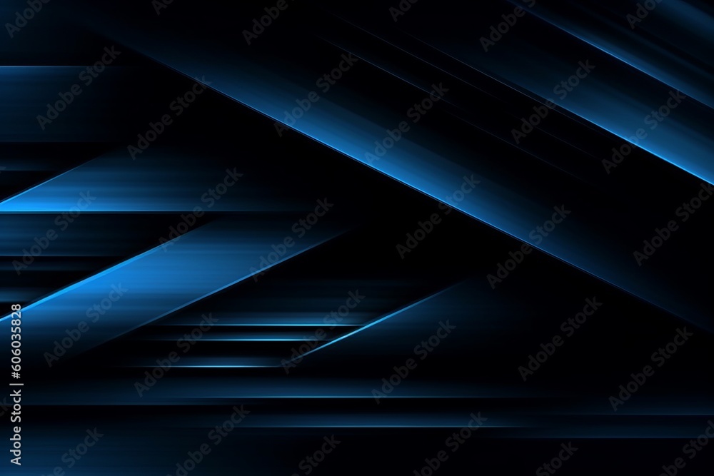Poster modern clean design: abstract blue and black light patterns with soft tech diagonal background and m