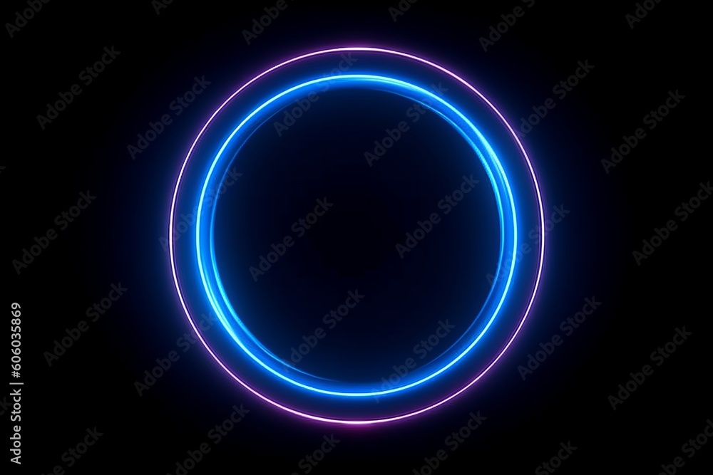 Poster uturistic neon circle charging and loading animation isolated on black background - perfect vj backd