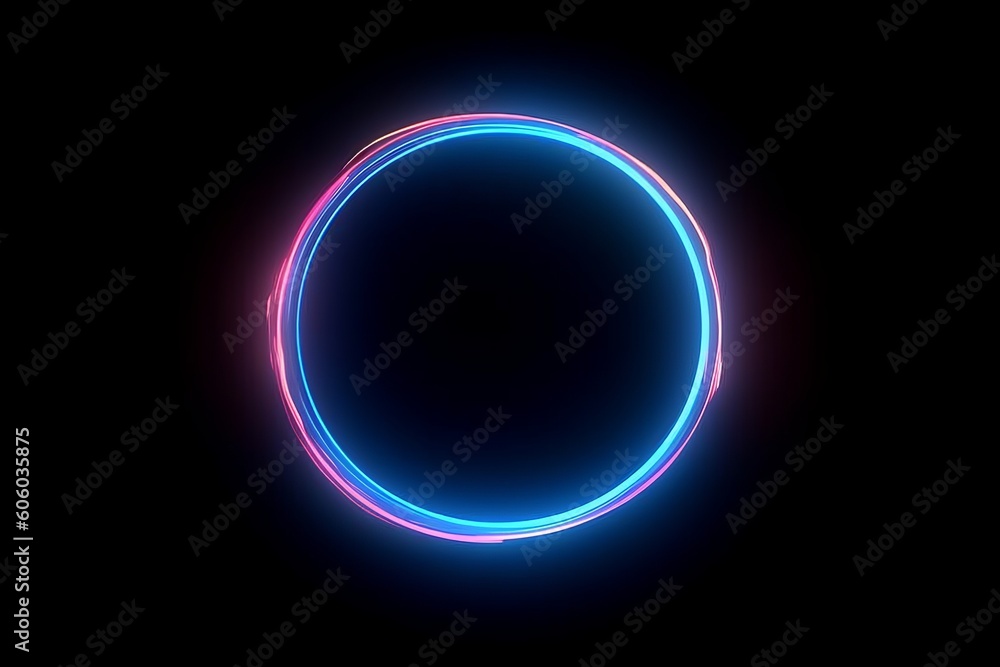 Poster uturistic neon circle charging and loading animation isolated on black background - perfect vj backd