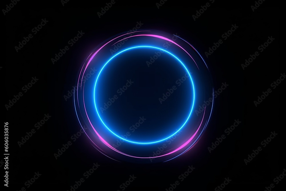 Poster uturistic neon circle charging and loading animation isolated on black background - perfect vj backd