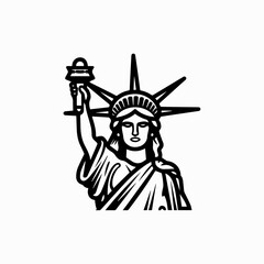 Fototapeta na wymiar Statue of Liberty, vector art, logo, isolated on white background, vector illustration.