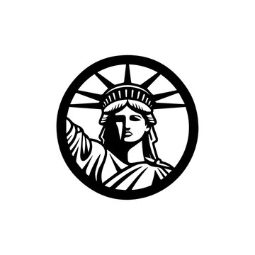 Statue of Liberty, vector art, logo, isolated on white background, vector illustration.