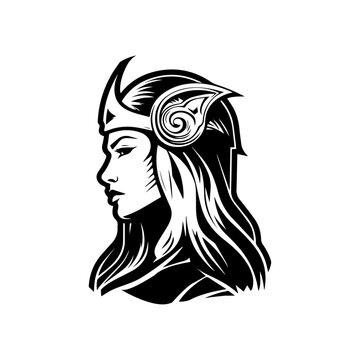 Viking woman mythology, isolated on white, vector illustration.