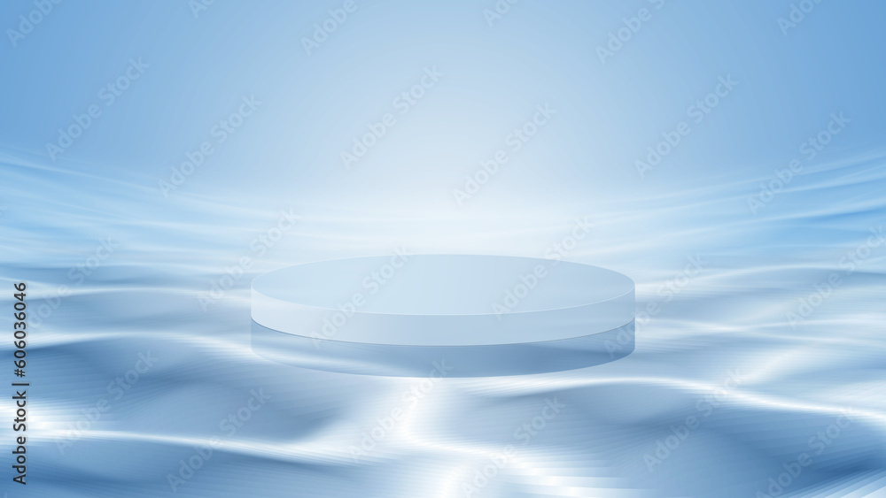 Poster 3d stage on the water surface 3d rendering computer digital drawing