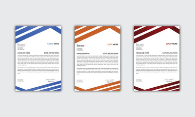 Modern Corporate and Creative Letterhead Design Template Vertical Name Minimal Simple and Clean Orange and Blue Red Business Vector Illustration Colorful Gradient Letterhead Design Banner 