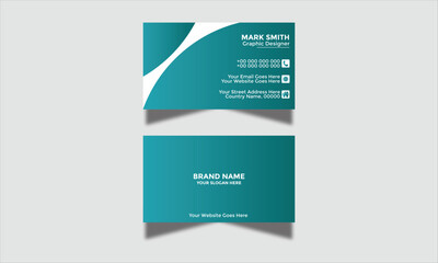 Modern Corporate and Creative Business Card Design Template Double-Sided Horizontal Name Card Simple and Clean Blue White and Black Visiting Card Vector Illustration Colorful Gradient Business Card