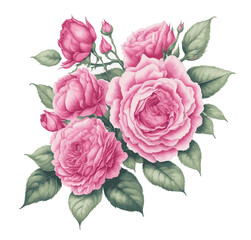 Cherryblossom watercolor pink roses handmade design, AI  