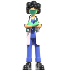 doctor wearing mask 3d illustration