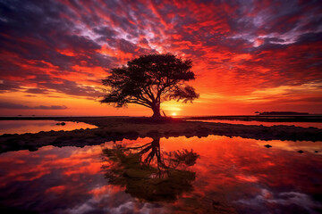 Fototapeta na wymiar the most beautiful sunset. AI generative