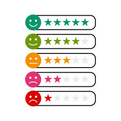 Feedback concept design, emotions scale with rating stars background banner, vector illustration. 