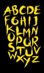 yellow grunge brush stroke alphabet