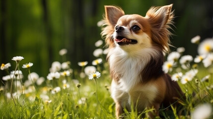 Chihuahua dog in the grass 