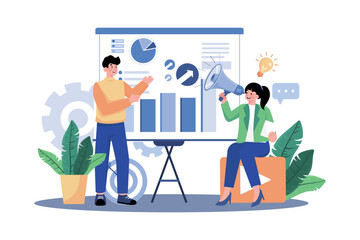 Marketing manager collaborating on marketing plans.