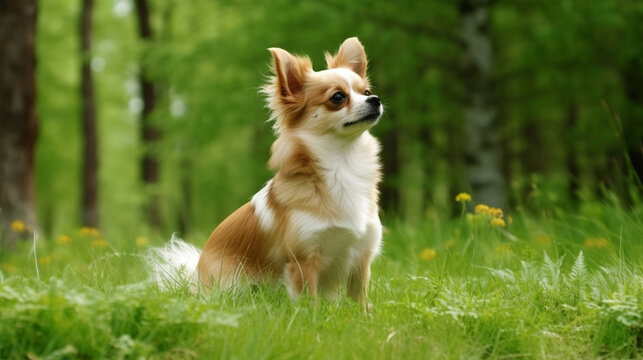Chihuahua dog in the grass 