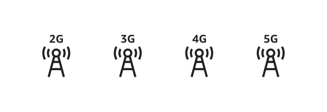 Phone network icon set. 2g, 3g, 4g, 5g. Vector EPS 10