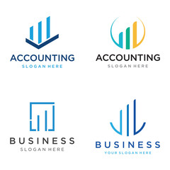 Financial accounting logo, with check mark for financial accounting stock chart analysis. In modern template vector illustration concept style.