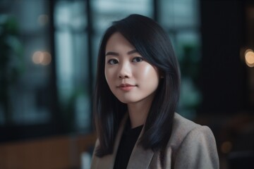 woman corporate confident businesswoman asian office happy online portrait space business copy. Generative AI.