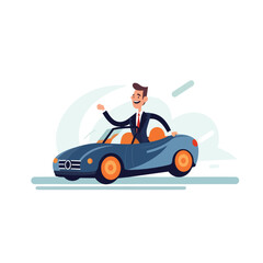 Man in a suit driving a car vector isolated